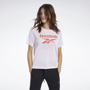 Koszulki Damskie Reebok Workout Ready Supremium Logo Różowe PL 29ZWTDG